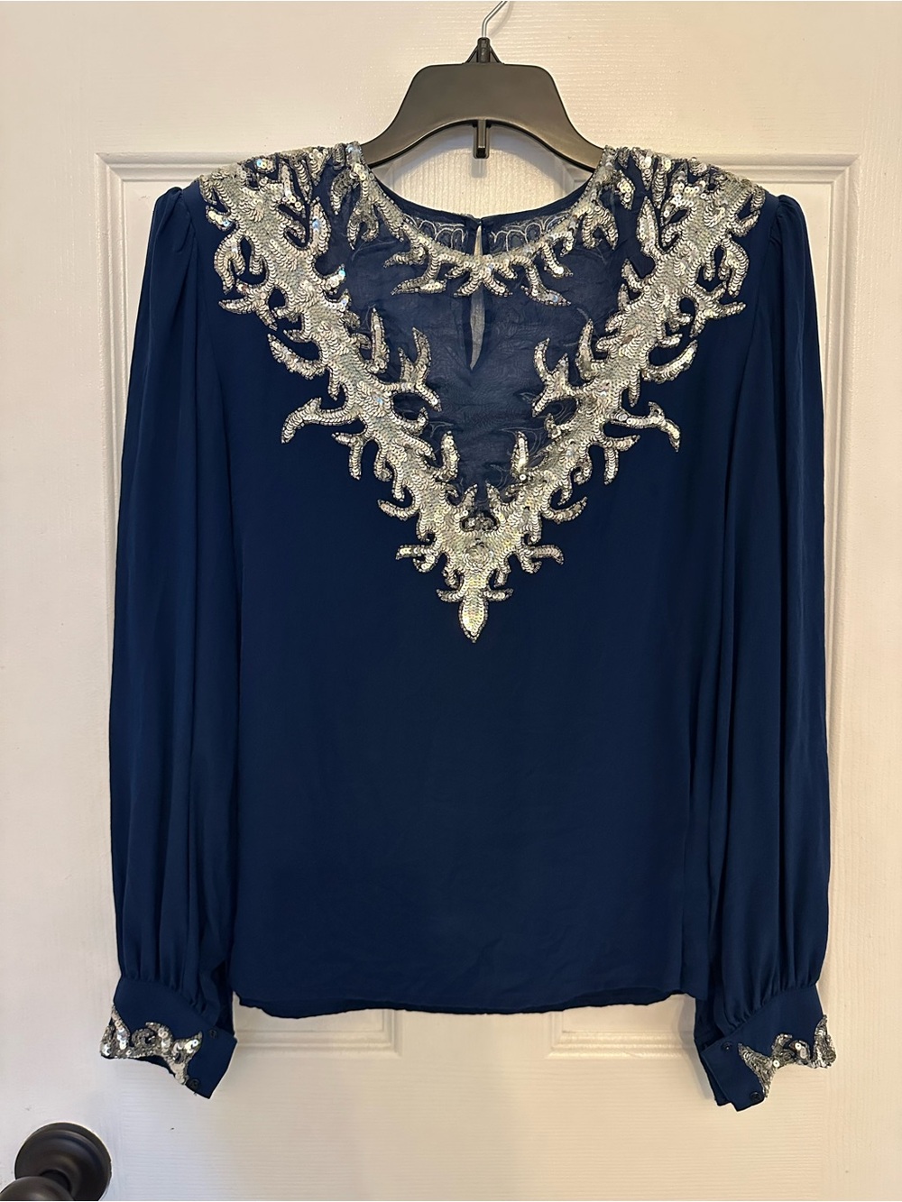 Vintage Argenti silk blouse with incredible sequin and beading!